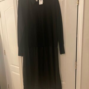 Women's Black Long Sleeve Knit Sweater Dress